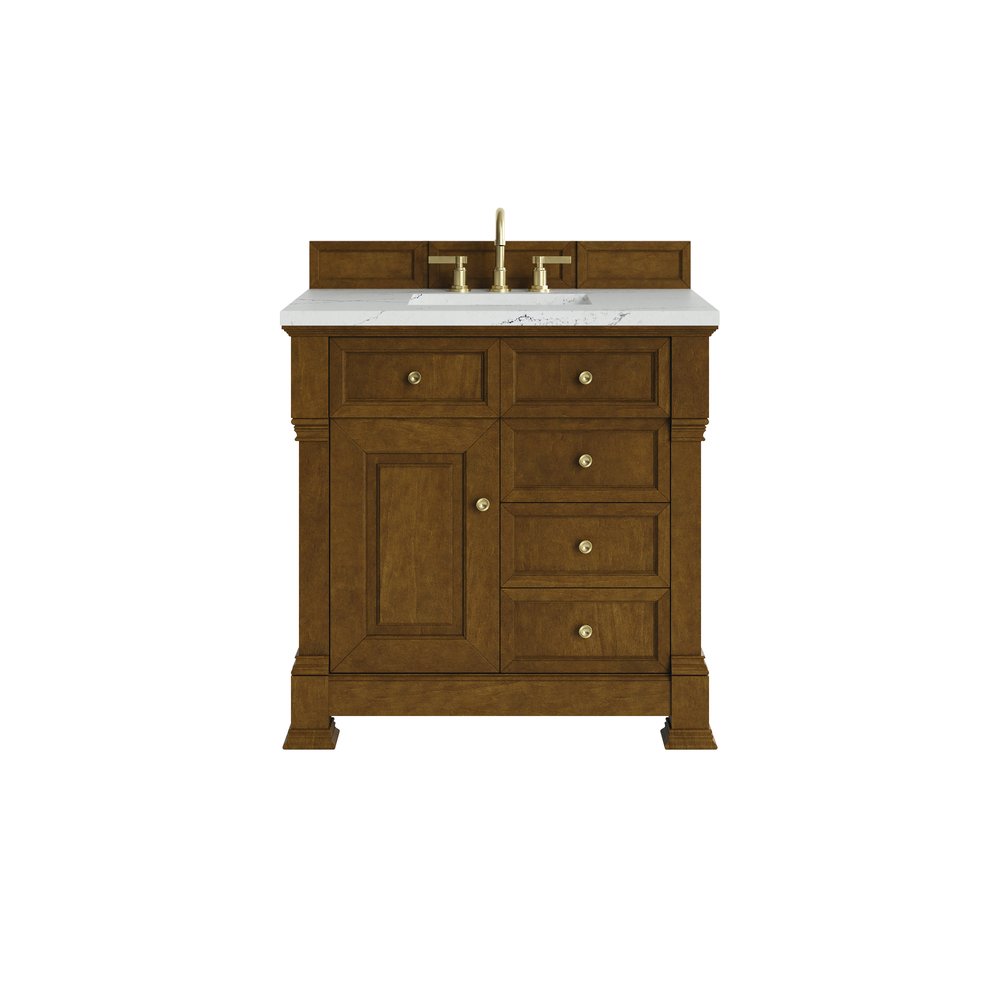 James Martin - Brookfield 36" Single Vanity, Honey Oak w/ 3 CM Ethereal Noctis Silestone Top - 547-V36-HNO-3ENC view 1
