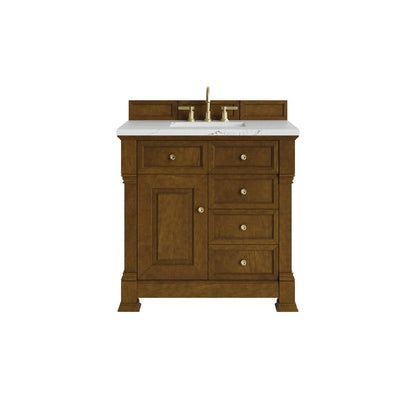 James Martin - Brookfield 36" Single Vanity, Honey Oak w/ 3 CM Ethereal Noctis Silestone Top - 547-V36-HNO-3ENC view 1