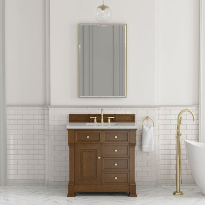 James Martin - Brookfield 36" Single Vanity, Honey Oak w/ 3 CM Ethereal Noctis Silestone Top - 547-V36-HNO-3ENC view 3