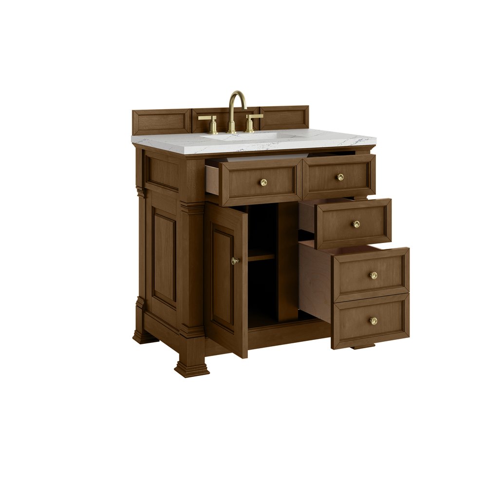 James Martin - Brookfield 36" Single Vanity, Honey Oak w/ 3 CM Ethereal Noctis Silestone Top - 547-V36-HNO-3ENC view 8