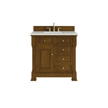 James Martin - Brookfield 36" Single Vanity, Honey Oak w/ 3 CM Lime Delight Silestone Top - 547-V36-HNO-3LDL view 1