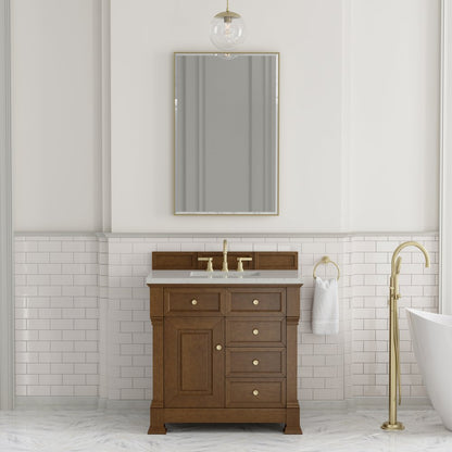 James Martin - Brookfield 36" Single Vanity, Honey Oak w/ 3 CM Lime Delight Silestone Top - 547-V36-HNO-3LDL view 3