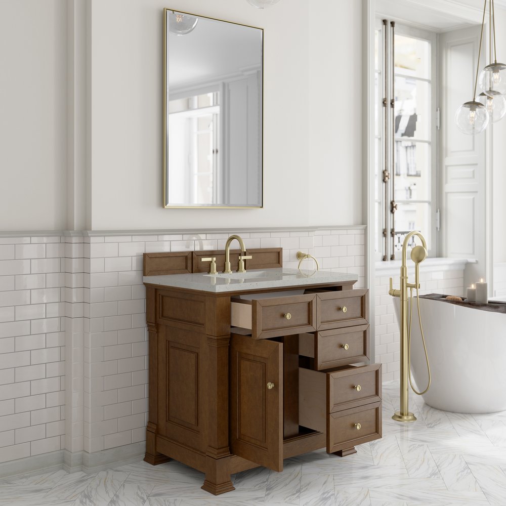 James Martin - Brookfield 36" Single Vanity, Honey Oak w/ 3 CM Lime Delight Silestone Top - 547-V36-HNO-3LDL view 5