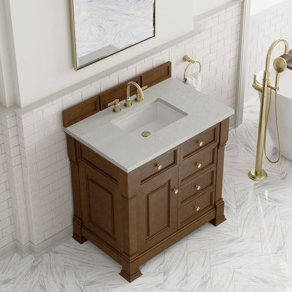 James Martin - Brookfield 36" Single Vanity, Honey Oak w/ 3 CM Lime Delight Silestone Top - 547-V36-HNO-3LDL view 7