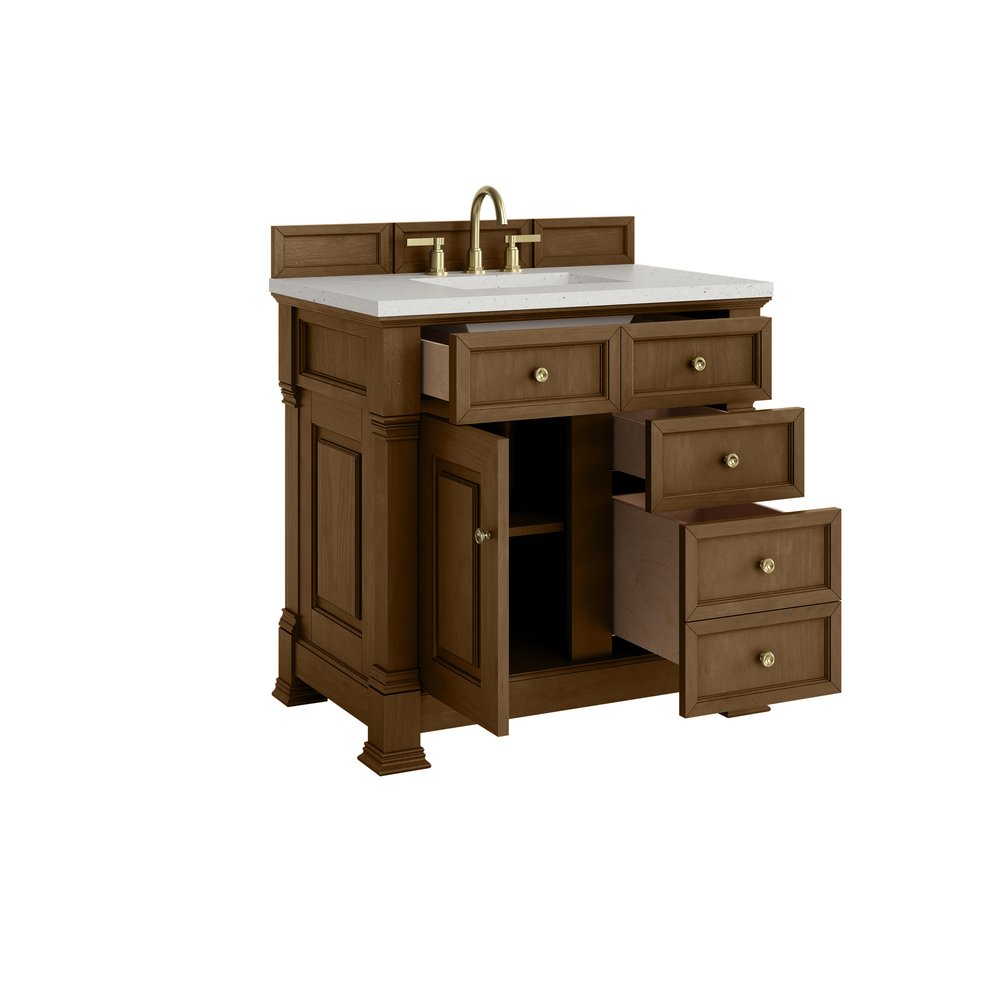 James Martin - Brookfield 36" Single Vanity, Honey Oak w/ 3 CM Lime Delight Silestone Top - 547-V36-HNO-3LDL view 8