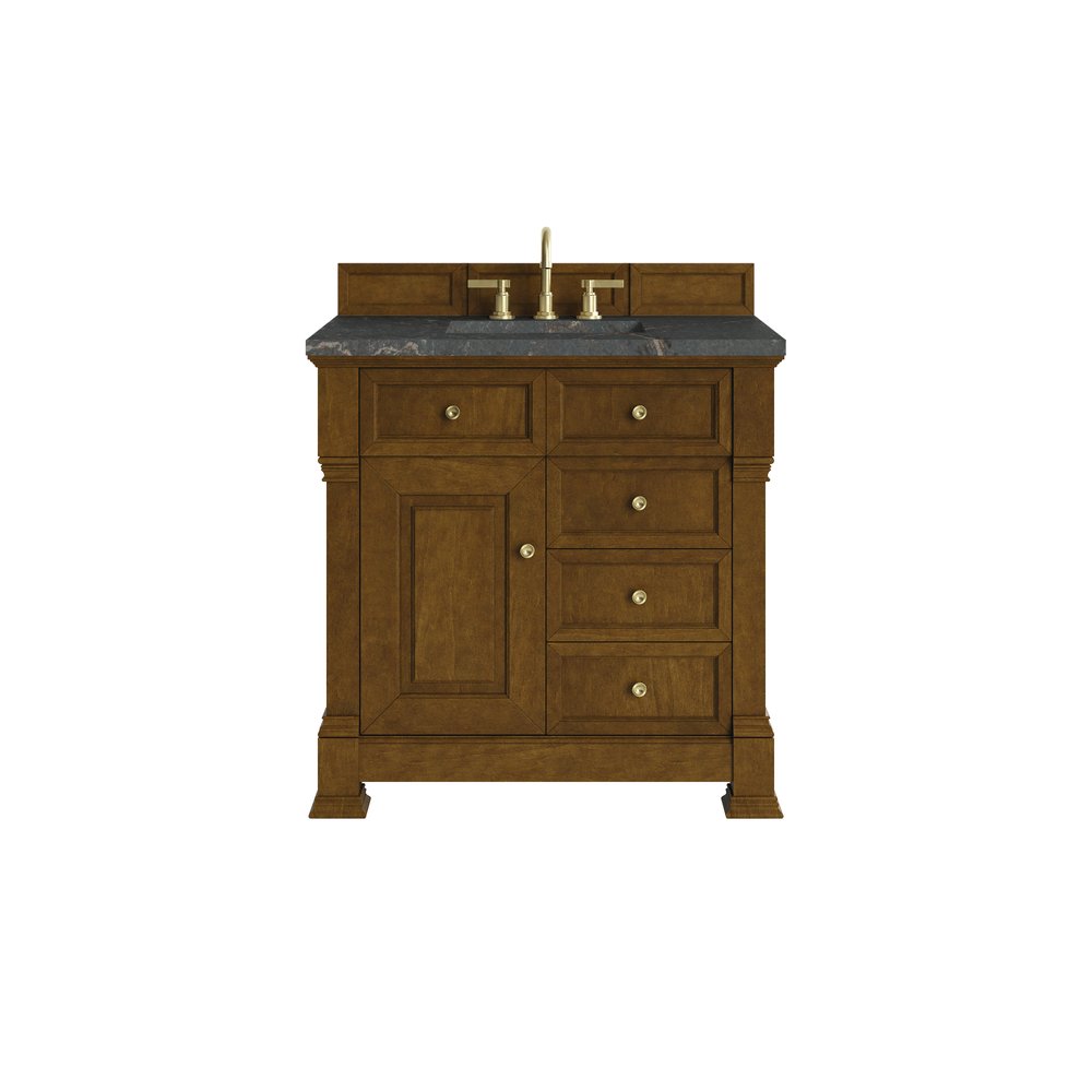 James Martin - Brookfield 36" Single Vanity, Honey Oak w/ 3 CM Parisien Bleu Silestone Top - 547-V36-HNO-3PBL view 1