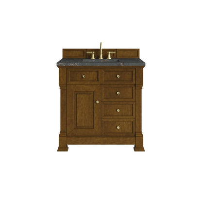 James Martin - Brookfield 36" Single Vanity, Honey Oak w/ 3 CM Parisien Bleu Silestone Top - 547-V36-HNO-3PBL view 1