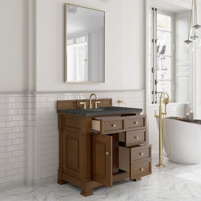 James Martin - Brookfield 36" Single Vanity, Honey Oak w/ 3 CM Parisien Bleu Silestone Top - 547-V36-HNO-3PBL view 5
