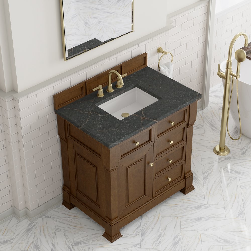 James Martin - Brookfield 36" Single Vanity, Honey Oak w/ 3 CM Parisien Bleu Silestone Top - 547-V36-HNO-3PBL view 7