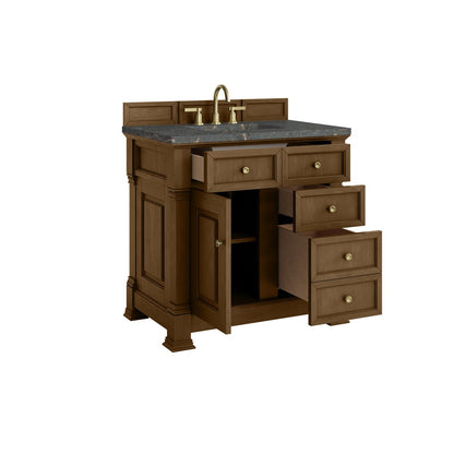 James Martin - Brookfield 36" Single Vanity, Honey Oak w/ 3 CM Parisien Bleu Silestone Top - 547-V36-HNO-3PBL view 8