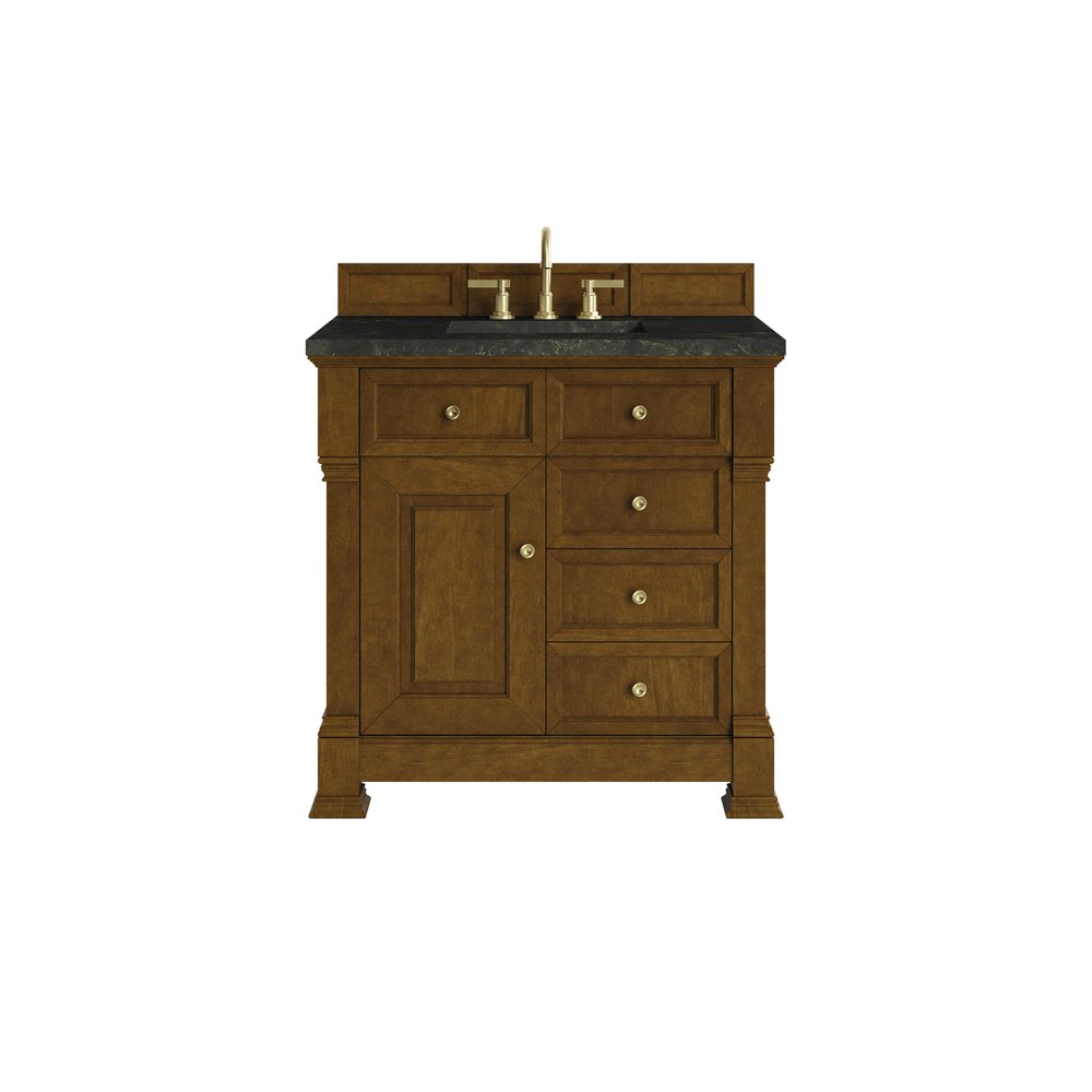 James Martin - Brookfield 36" Single Vanity, Honey Oak, w/ 3 CM Phantome Eclos Top - 547-V36-HNO-3PHT view 1