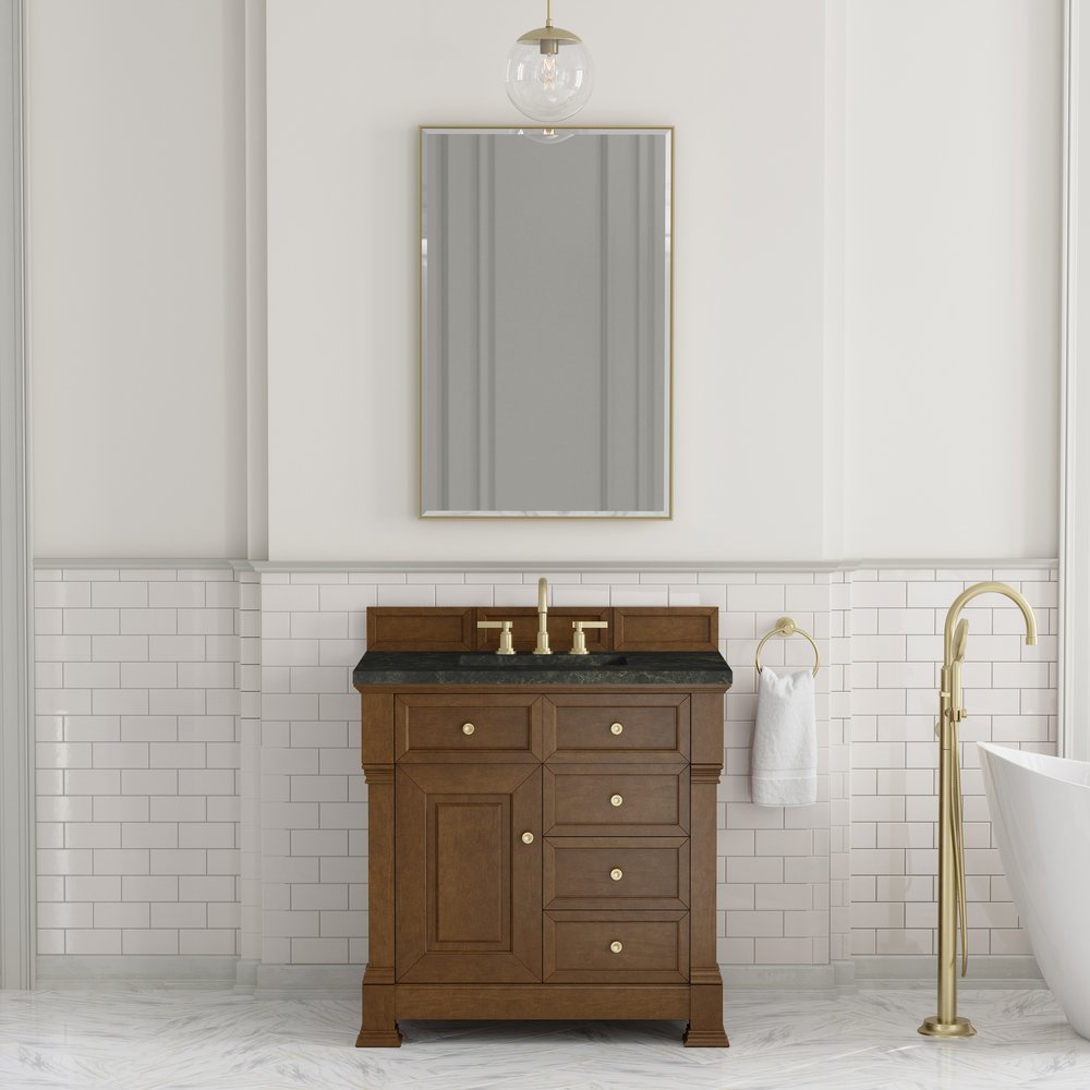 James Martin - Brookfield 36" Single Vanity, Honey Oak, w/ 3 CM Phantome Eclos Top - 547-V36-HNO-3PHT view 3
