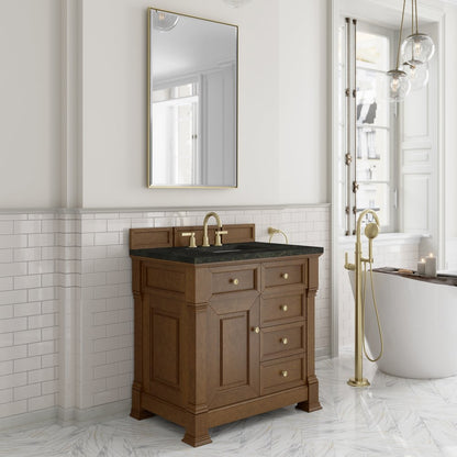 James Martin - Brookfield 36" Single Vanity, Honey Oak, w/ 3 CM Phantome Eclos Top - 547-V36-HNO-3PHT view 4