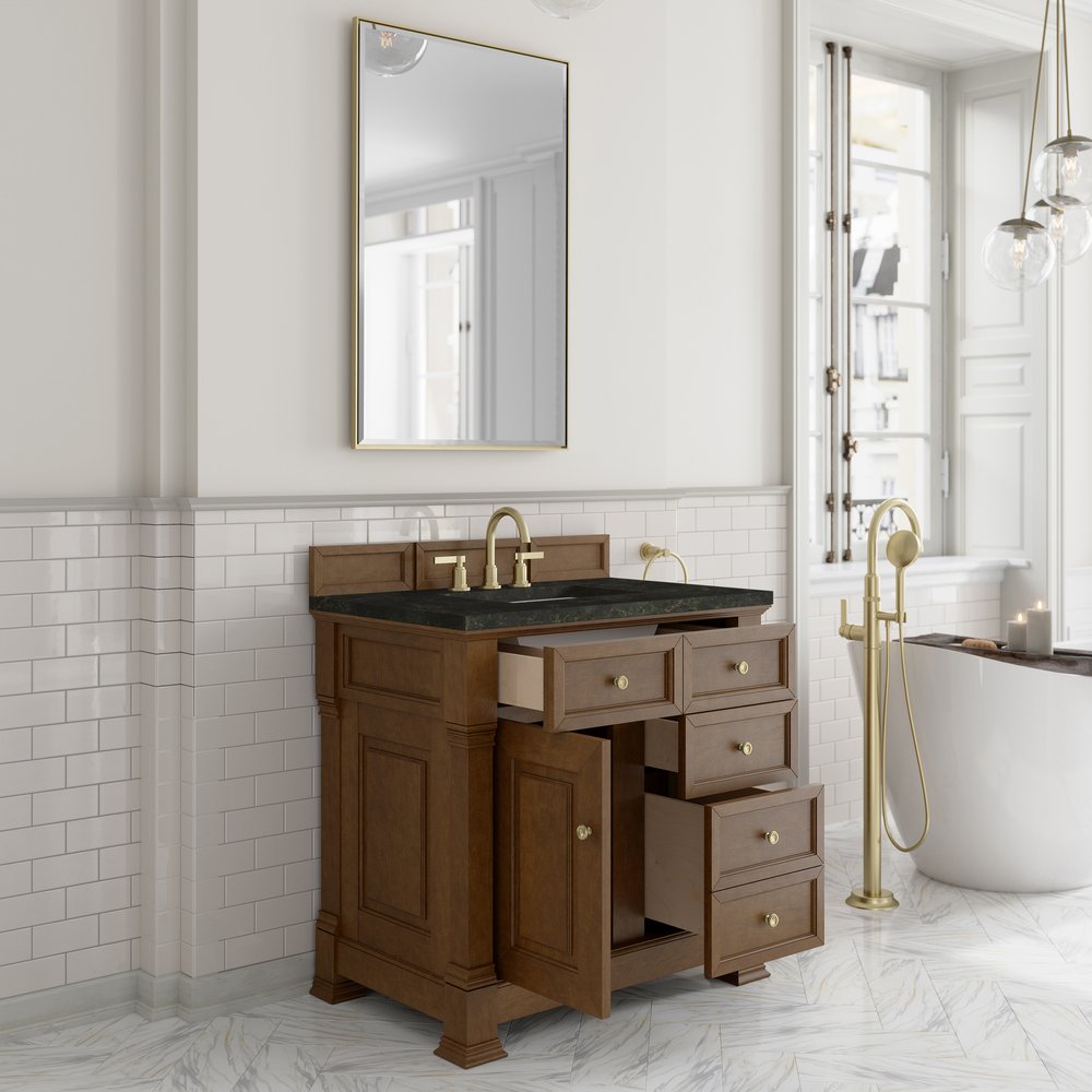 James Martin - Brookfield 36" Single Vanity, Honey Oak, w/ 3 CM Phantome Eclos Top - 547-V36-HNO-3PHT view 5