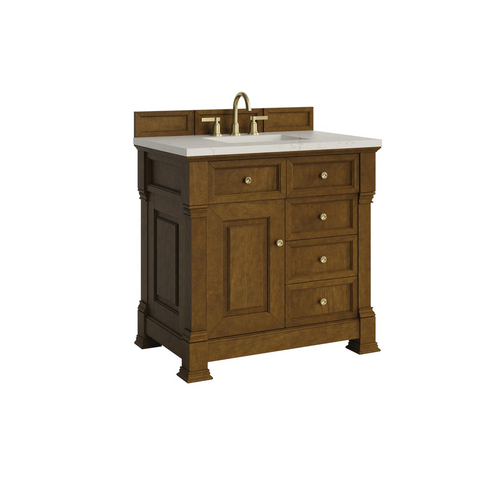 James Martin - Brookfield 36" Single Vanity, Honey Oak, w/ 3 CM Siberian Silestone Top - 547-V36-HNO-3SFR view 9