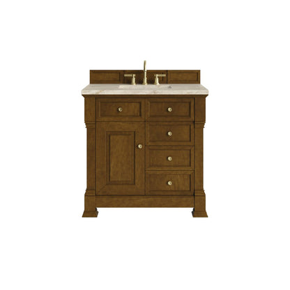 James Martin - Brookfield 36" Single Vanity, Honey Oak, w/ 3 CM Tajnar Eclos Top - 547-V36-HNO-3TJR view 1