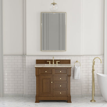 James Martin - Brookfield 36" Single Vanity, Honey Oak, w/ 3 CM Tajnar Eclos Top - 547-V36-HNO-3TJR view 3