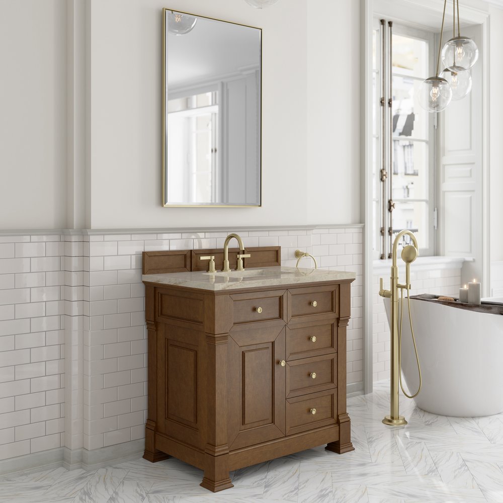 James Martin - Brookfield 36" Single Vanity, Honey Oak, w/ 3 CM Tajnar Eclos Top - 547-V36-HNO-3TJR view 4