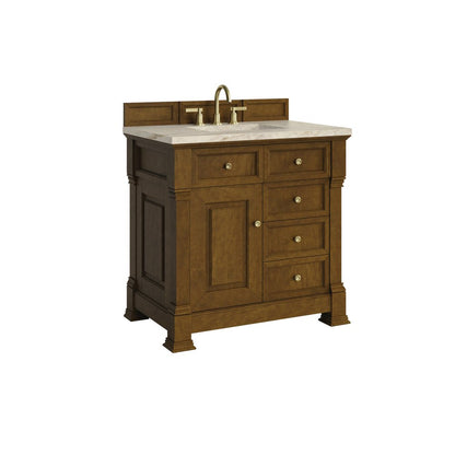 James Martin - Brookfield 36" Single Vanity, Honey Oak, w/ 3 CM Tajnar Eclos Top - 547-V36-HNO-3TJR view 9