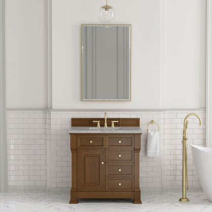 James Martin - Brookfield 36" Single Vanity, Honey Oak w/ 3 CM Victorian Silver Silestone Top - 547-V36-HNO-3VSL view 3