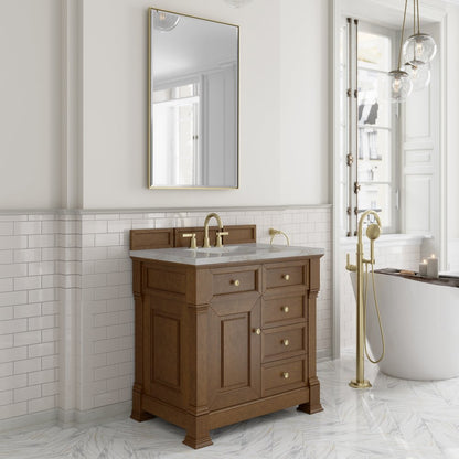 James Martin - Brookfield 36" Single Vanity, Honey Oak w/ 3 CM Victorian Silver Silestone Top - 547-V36-HNO-3VSL view 4
