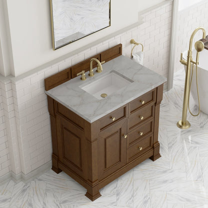 James Martin - Brookfield 36" Single Vanity, Honey Oak w/ 3 CM Victorian Silver Silestone Top - 547-V36-HNO-3VSL view 7