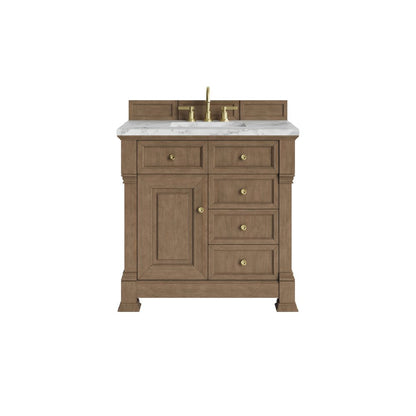 James Martin - Brookfield 36" Single Vanity, Pecan w/3 CM Carrara White Marble Top - 547-V36-PCN-3CAR view 1