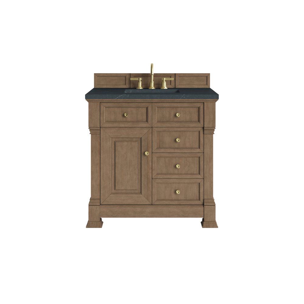 James Martin - Brookfield 36" Single Vanity, Pecan w/3 CM Charcoal Soapstone Silestone Top - 547-V36-PCN-3CSP view 1