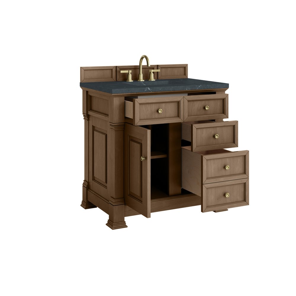 James Martin - Brookfield 36" Single Vanity, Pecan w/3 CM Charcoal Soapstone Silestone Top - 547-V36-PCN-3CSP view 8