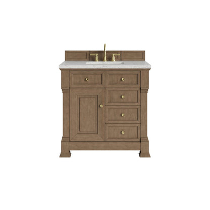 James Martin - Brookfield 36" Single Vanity, Pecan w/3 CM Eternal Jasmine Pearl Silestone Top - 547-V36-PCN-3EJP view 1