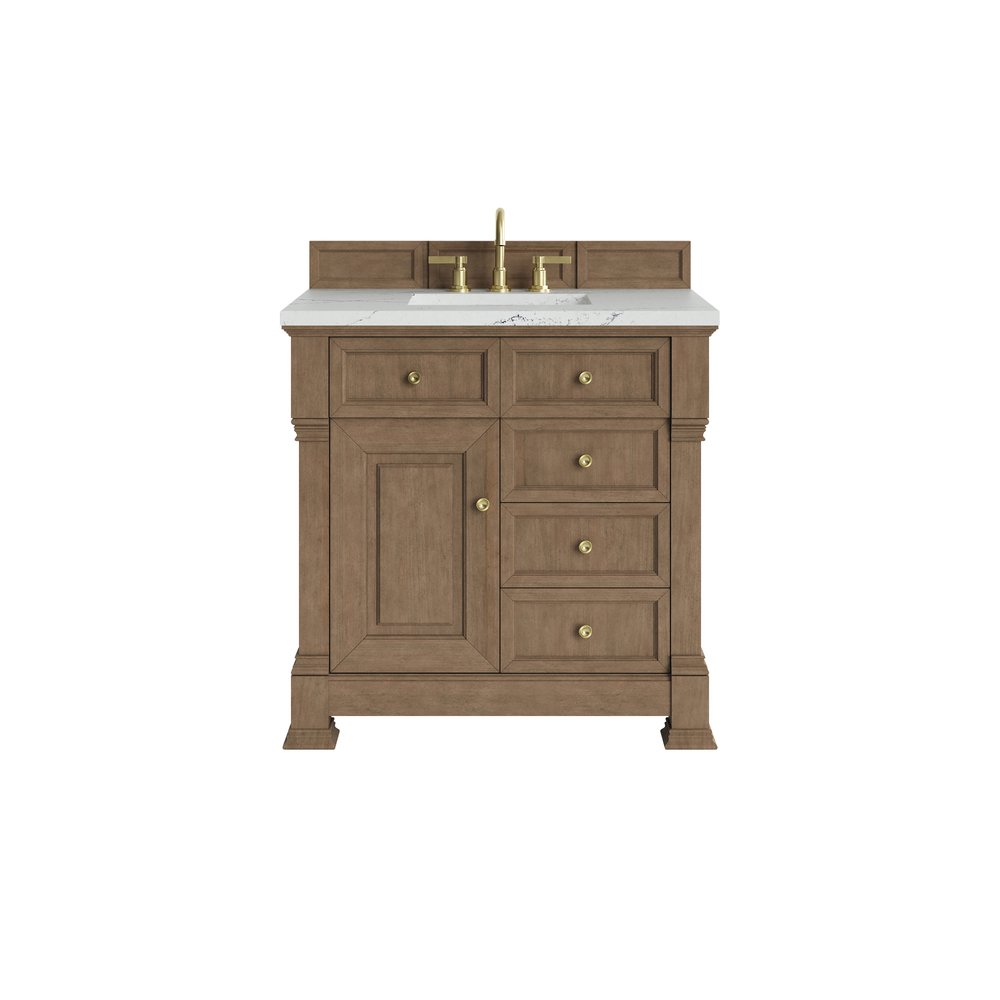 James Martin - Brookfield 36" Single Vanity, Pecan w/ 3 CM Ethereal Noctis Silestone Top - 547-V36-PCN-3ENC view 1