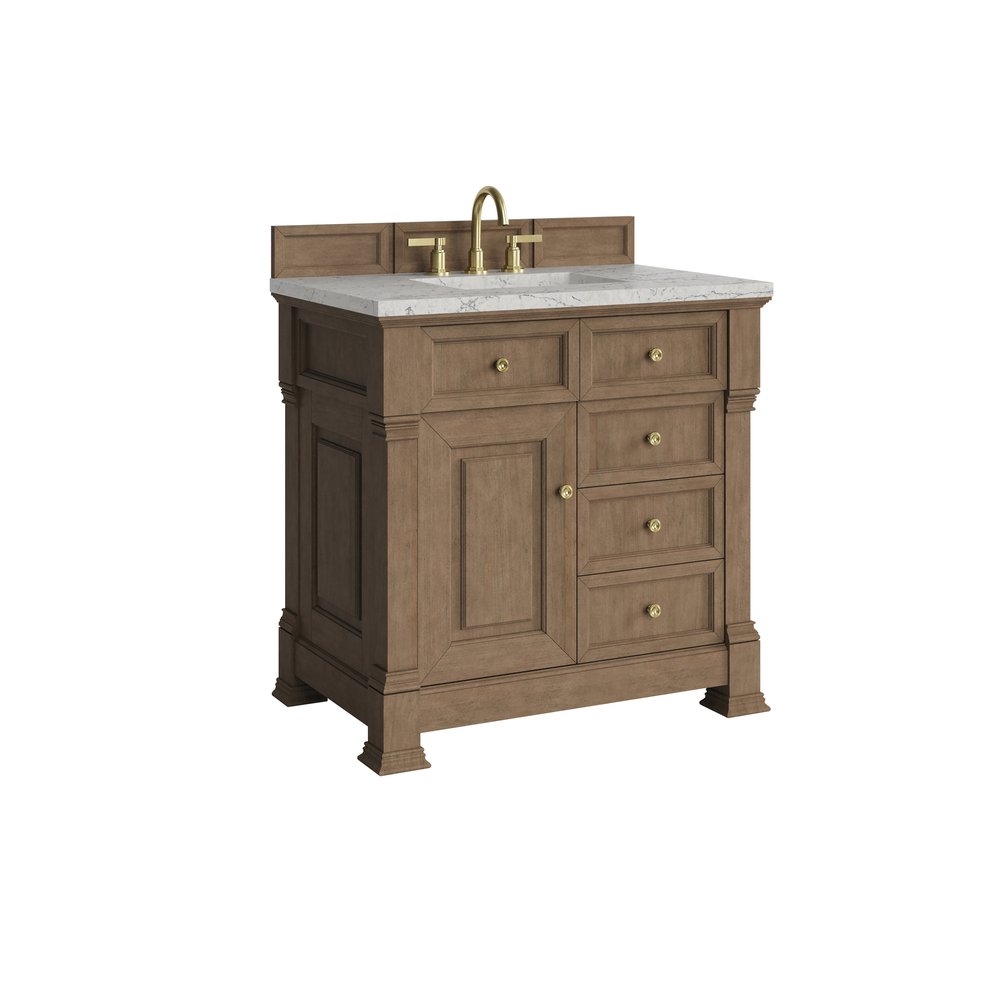 James Martin - Brookfield 36" Single Vanity, Pecan w/ 3 CM Ethereal Noctis Silestone Top - 547-V36-PCN-3ENC view 10