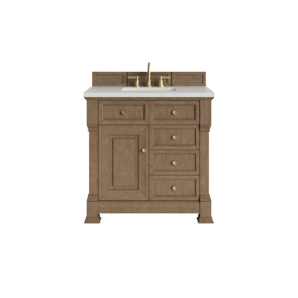 James Martin - Brookfield 36" Single Vanity, Pecan w/ 3 CM Lime Delight Silestone Top - 547-V36-PCN-3LDL view 1