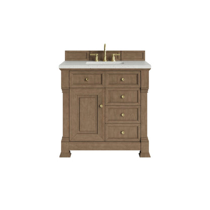 James Martin - Brookfield 36" Single Vanity, Pecan w/ 3 CM Lime Delight Silestone Top - 547-V36-PCN-3LDL view 1