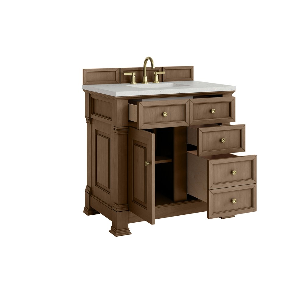 James Martin - Brookfield 36" Single Vanity, Pecan w/ 3 CM Lime Delight Silestone Top - 547-V36-PCN-3LDL view 8