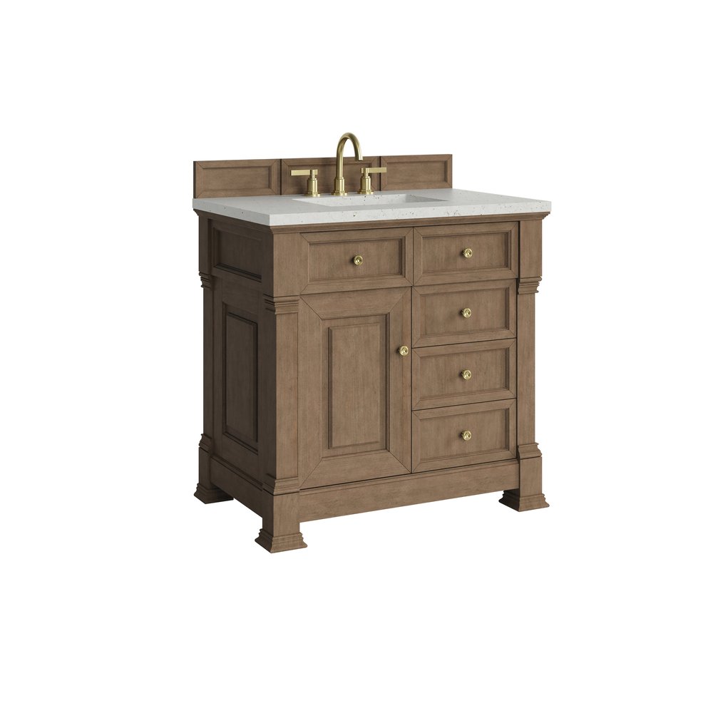 James Martin - Brookfield 36" Single Vanity, Pecan w/ 3 CM Lime Delight Silestone Top - 547-V36-PCN-3LDL view 10