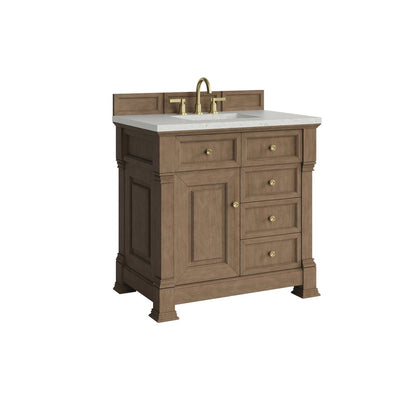 James Martin - Brookfield 36" Single Vanity, Pecan w/ 3 CM Lime Delight Silestone Top - 547-V36-PCN-3LDL view 10
