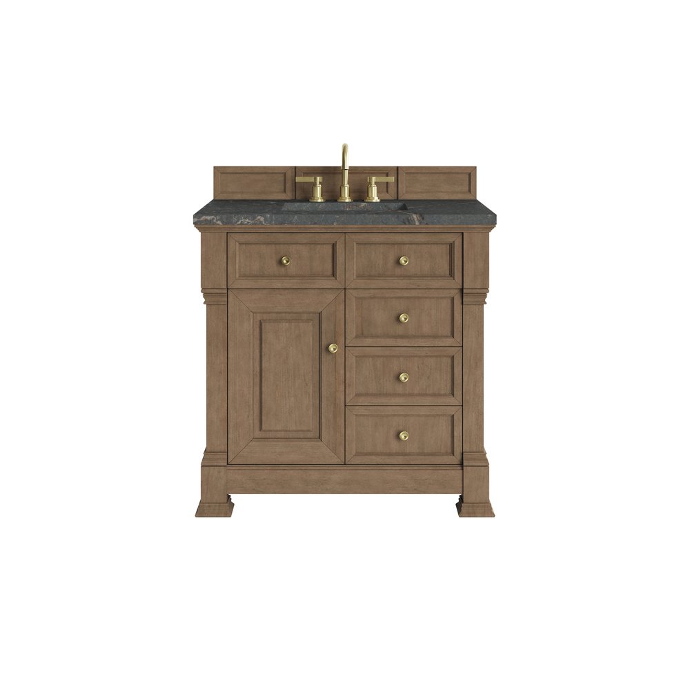 James Martin - Brookfield 36" Single Vanity, Pecan w/ 3 CM Parisien Bleu Silestone  Top - 547-V36-PCN-3PBL view 1