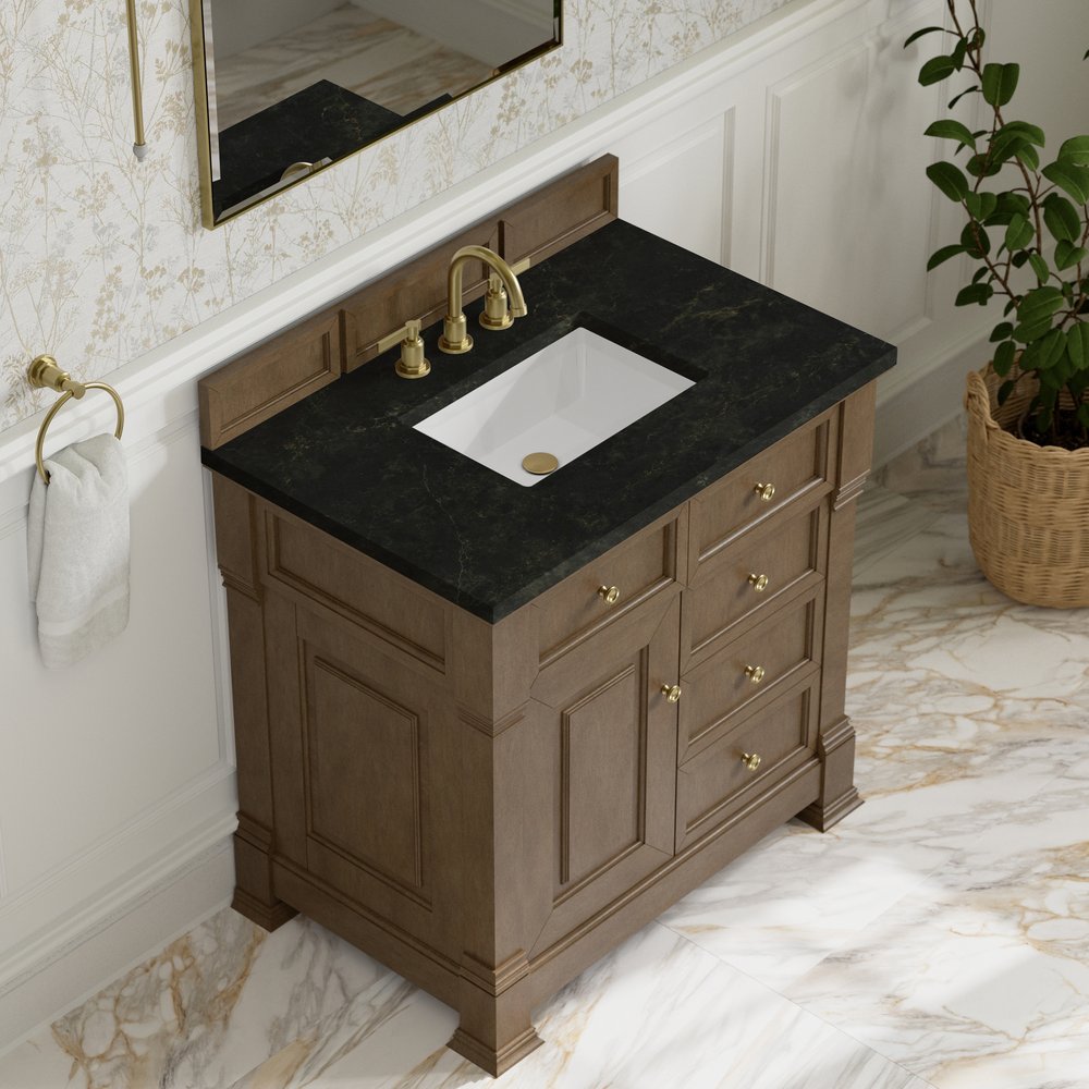 James Martin - Brookfield 36" Single Vanity, Pecan, w/ 3 CM Phantome Eclos Top - 547-V36-PCN-3PHT view 7
