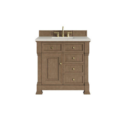 James Martin - Brookfield 36" Single Vanity, Pecan, w/ 3 CM Siberian Silestone Top - 547-V36-PCN-3SFR view 1