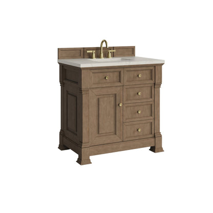 James Martin - Brookfield 36" Single Vanity, Pecan, w/ 3 CM Siberian Silestone Top - 547-V36-PCN-3SFR view 9