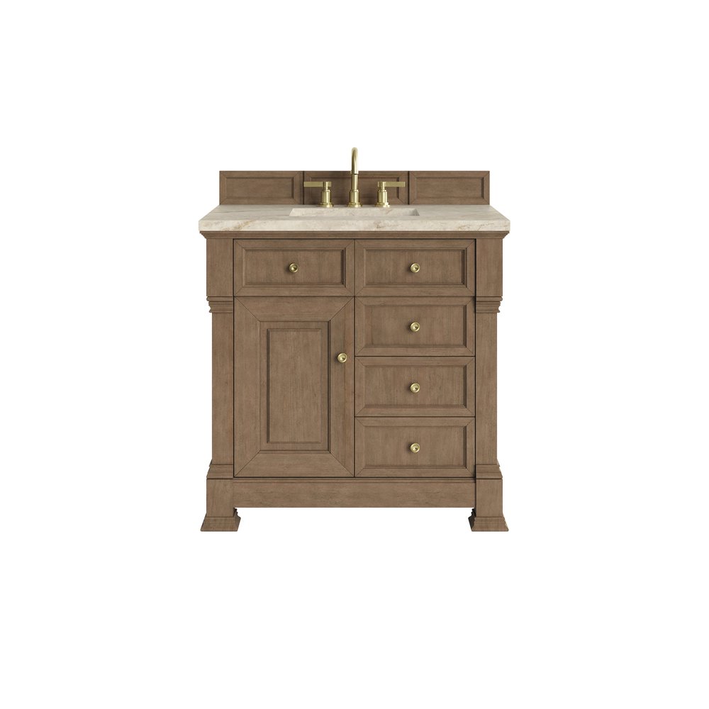 James Martin - Brookfield 36" Single Vanity, Pecan, w/ 3 CM Tajnar Eclos Top - 547-V36-PCN-3TJR view 1