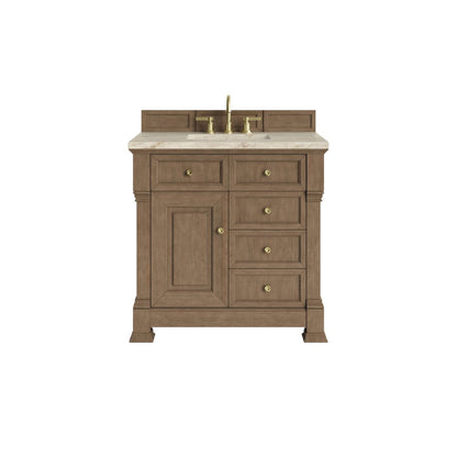 James Martin - Brookfield 36" Single Vanity, Pecan, w/ 3 CM Tajnar Eclos Top - 547-V36-PCN-3TJR view 1