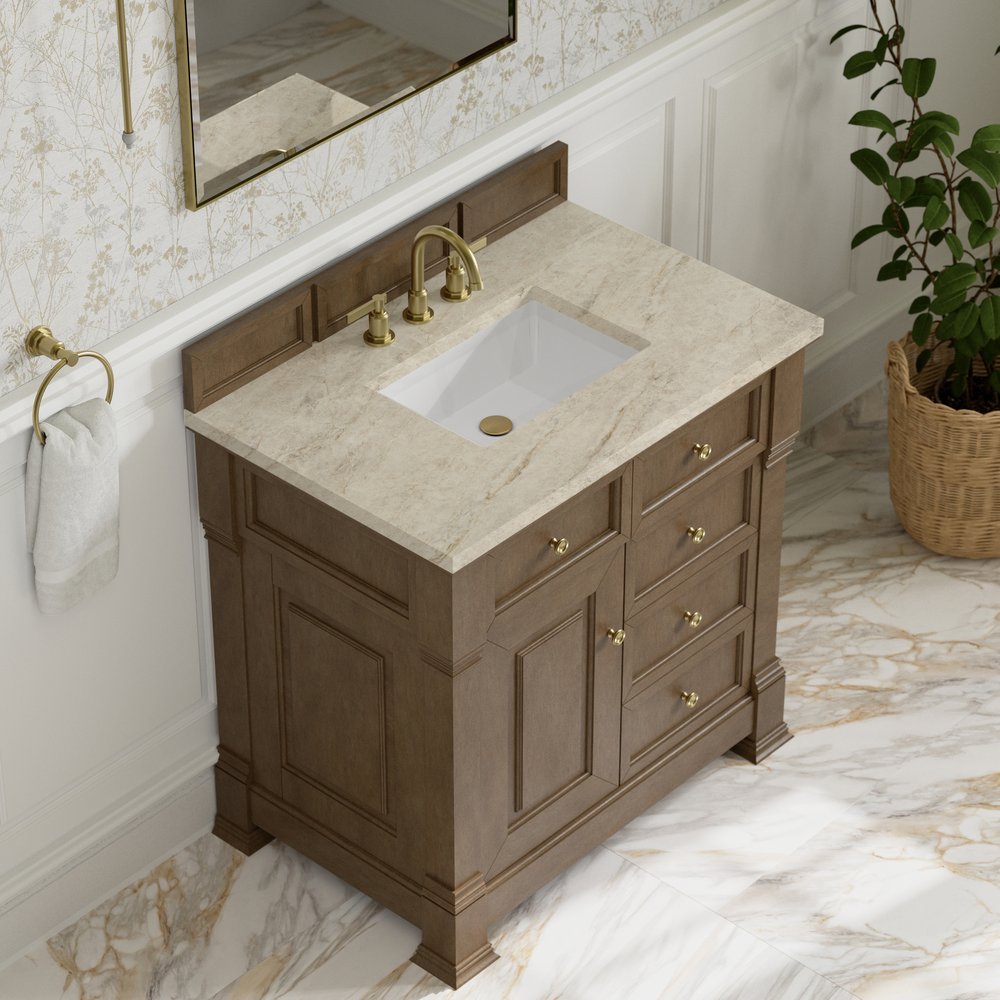 James Martin - Brookfield 36" Single Vanity, Pecan, w/ 3 CM Tajnar Eclos Top - 547-V36-PCN-3TJR view 7