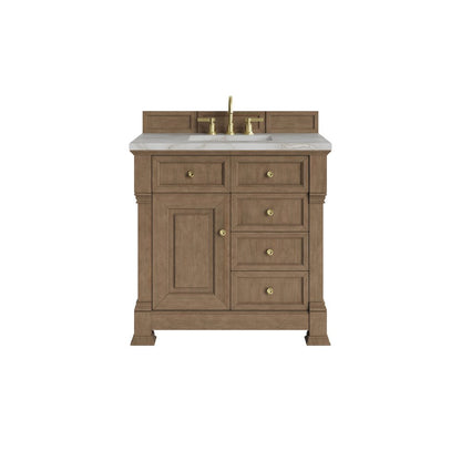 James Martin - Brookfield 36" Single Vanity, Pecan w/ 3 CM Victorian Silver Silestone  Top - 547-V36-PCN-3VSL view 1