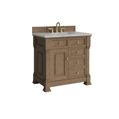James Martin - Brookfield 36" Single Vanity, Pecan w/ 3 CM Victorian Silver Silestone  Top - 547-V36-PCN-3VSL view 10
