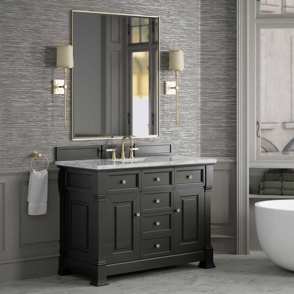 James Martin - Brookfield 48" Single Vanity, Black Onyx w/3 CM Carrara White Marble Top - 547-V48-BKO-3CAR view 4