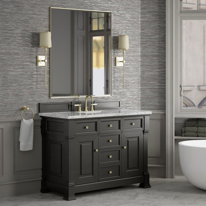 James Martin - Brookfield 48" Single Vanity, Black Onyx w/3 CM Carrara White Marble Top - 547-V48-BKO-3CAR view 4