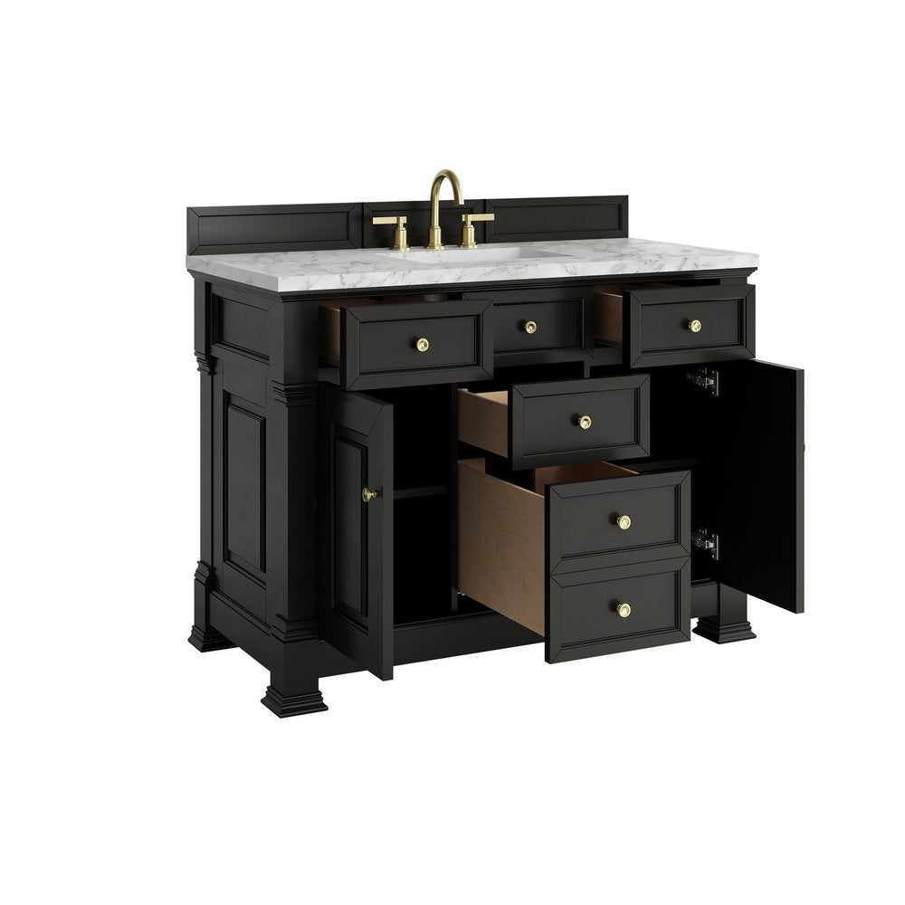 James Martin - Brookfield 48" Single Vanity, Black Onyx w/3 CM Carrara White Marble Top - 547-V48-BKO-3CAR view 8