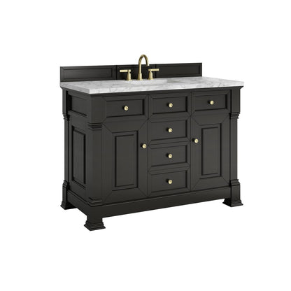 James Martin - Brookfield 48" Single Vanity, Black Onyx w/3 CM Carrara White Marble Top - 547-V48-BKO-3CAR view 10